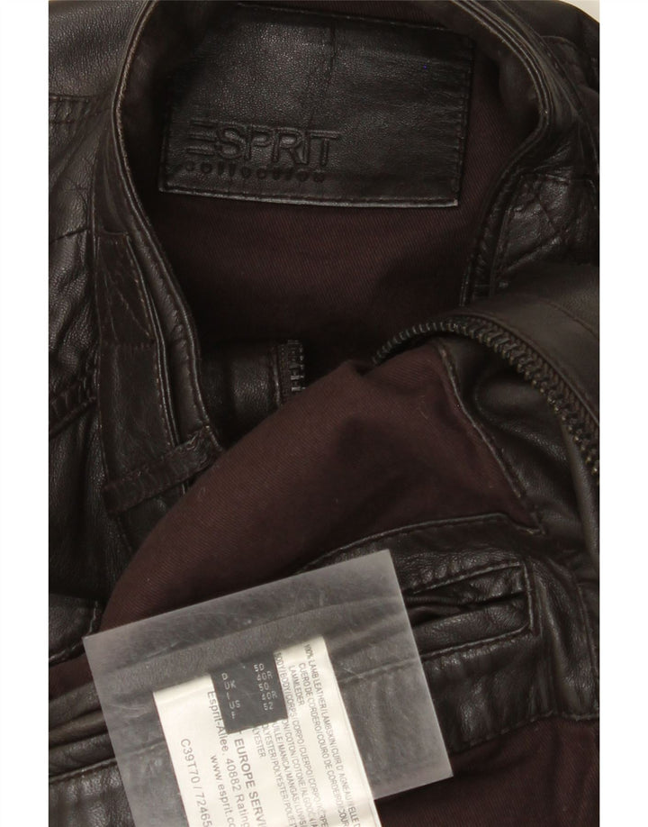 Jaqueta de couro masculina Esprit UK 40 grande couro marrom