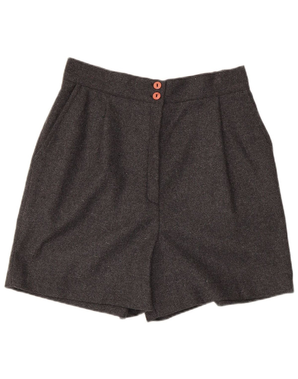 Shorts casuais de cintura alta para mulheres vintage grande W28 cinza poliéster