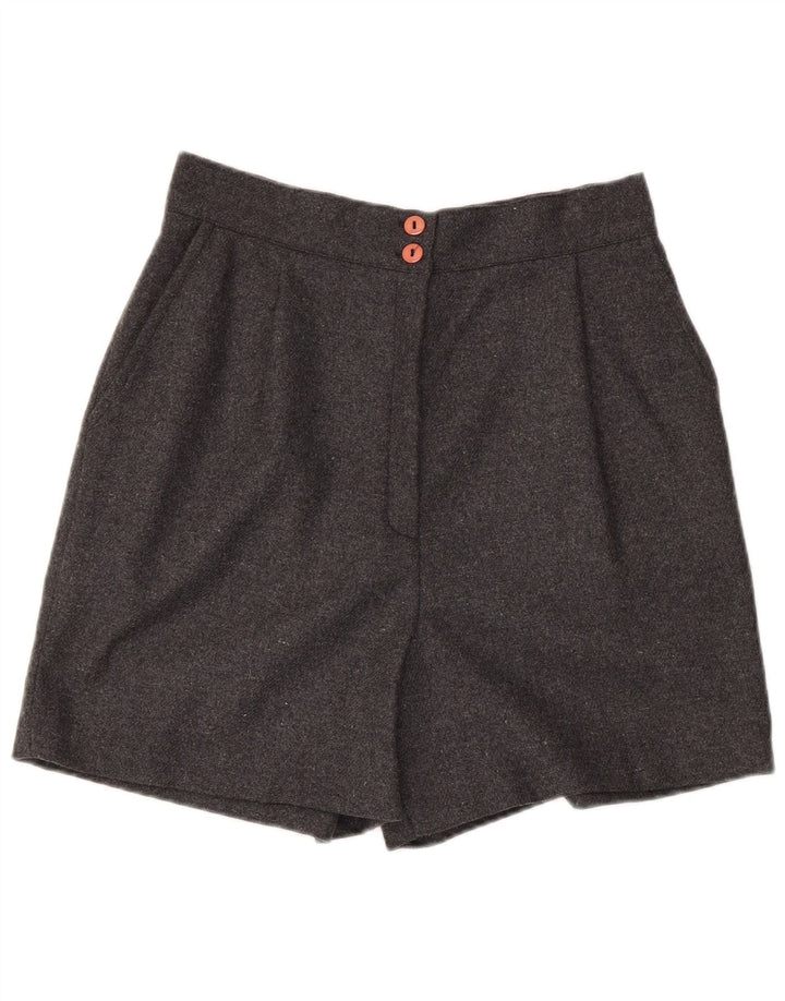 Shorts casuais de cintura alta para mulheres vintage grande W28 cinza poliéster