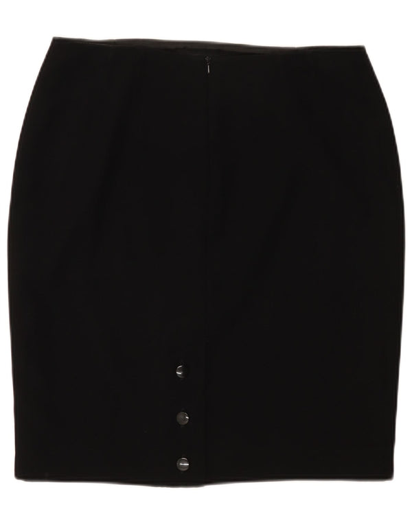 Saia lápis feminina Minuet UK 14 grande W32 poliéster preto