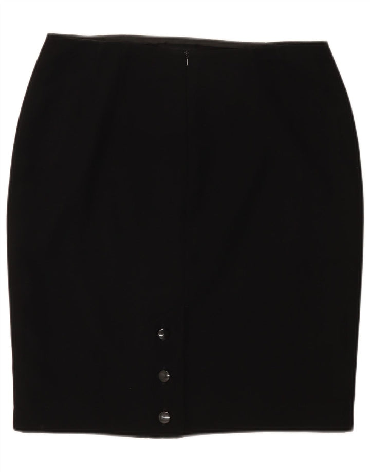 Saia lápis feminina Minuet UK 14 grande W32 poliéster preto