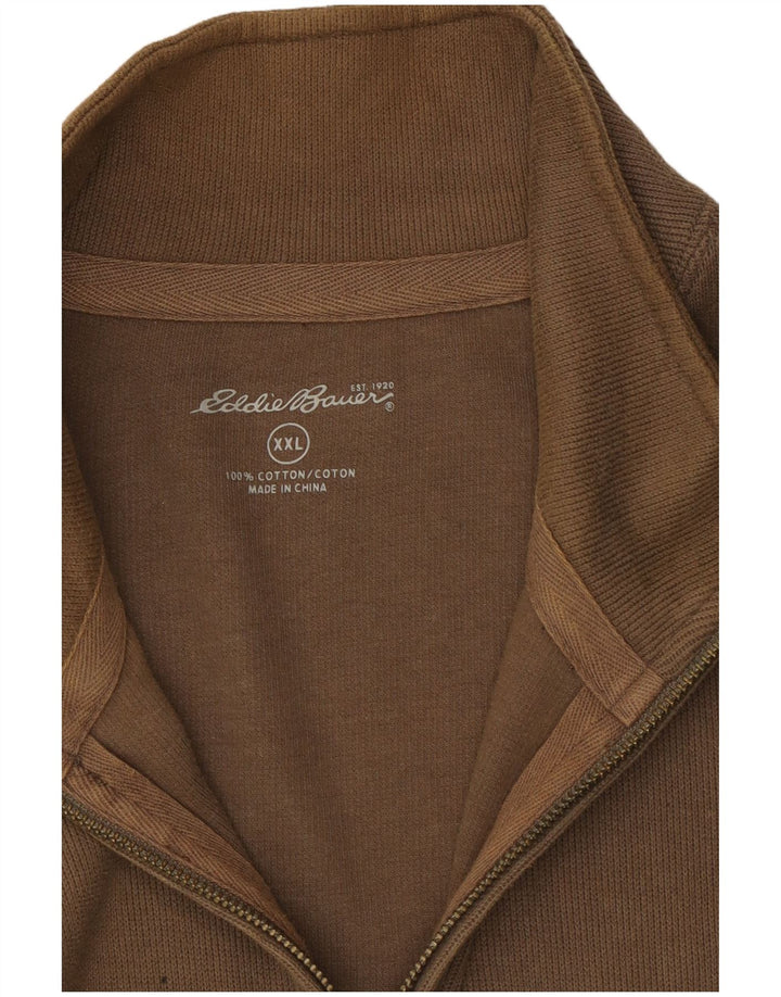 Suéter masculino Eddie Bauer com zíper e gola 2XL algodão marrom