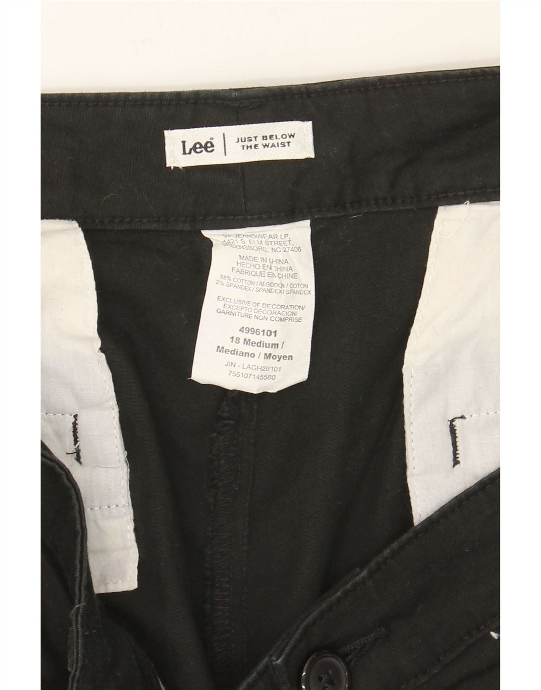LEE Womens Straight Capri Trousers US 18 2XL W38 L19 Black Cotton Vintage Lee and Second-Hand Lee from Messina Hembry 