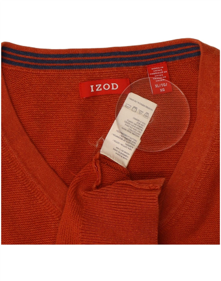 Suéter masculino IZOD com decote em V XL laranja algodão
