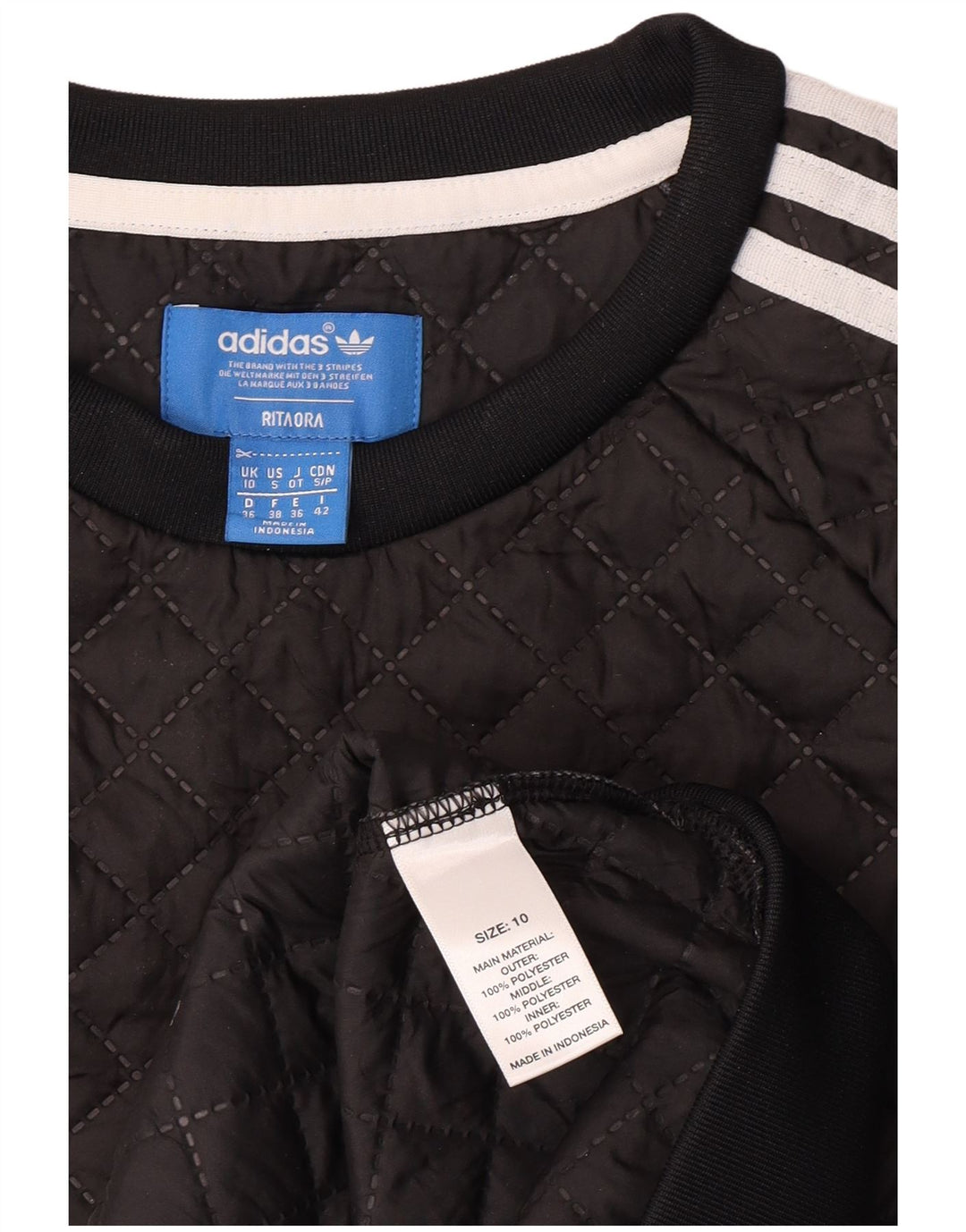 Adidas Womens Rita Ora Graphic Sweatshirt Jumper Reino Unido 10 Pequeno Preto
