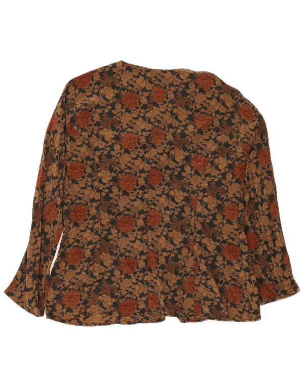 Blusa feminina Peter Hadley IT 48 XL marrom floral seda