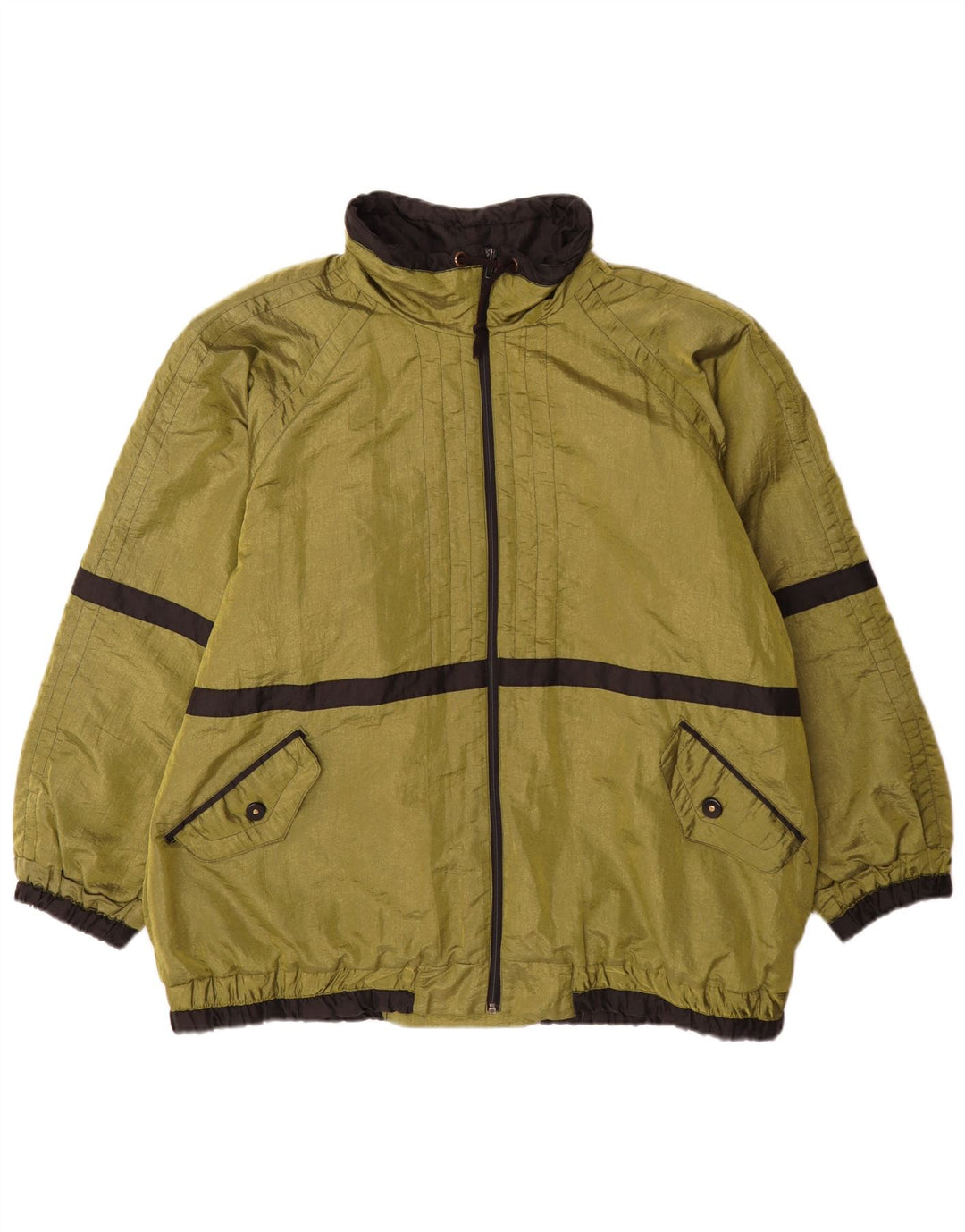 Jaqueta corta-vento masculina vintage Reino Unido 44 poliéster verde 2XL Colourblock