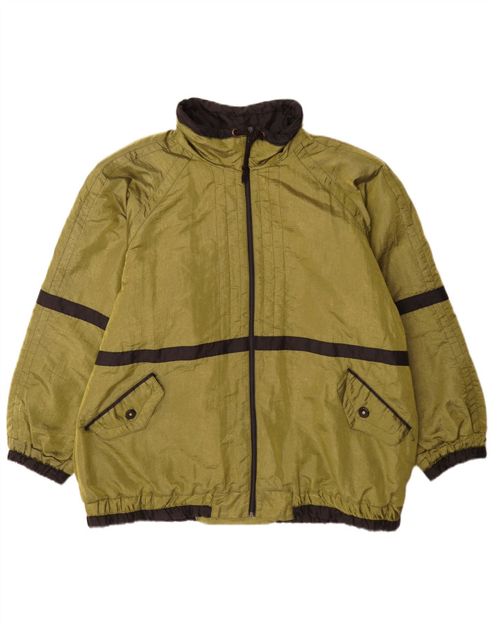 Jaqueta corta-vento masculina vintage Reino Unido 44 poliéster verde 2XL Colourblock