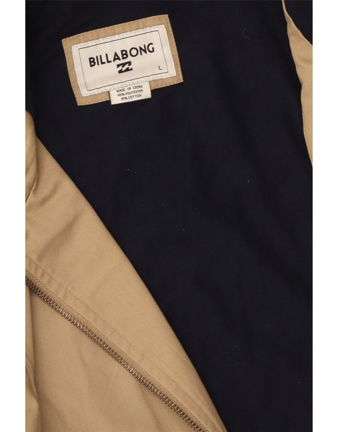 Jaqueta bomber masculina Billabong com capuz Reino Unido 40 poliéster bege grande