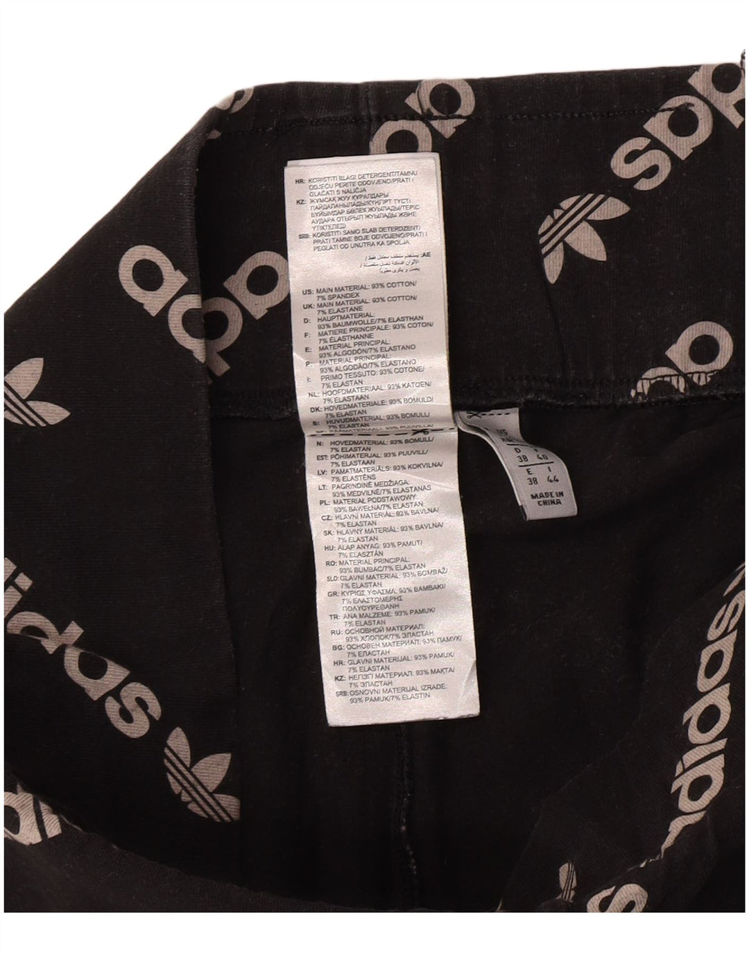 Leggings Adidas Femininas Gráficas UK 12 Médio Algodão Preto