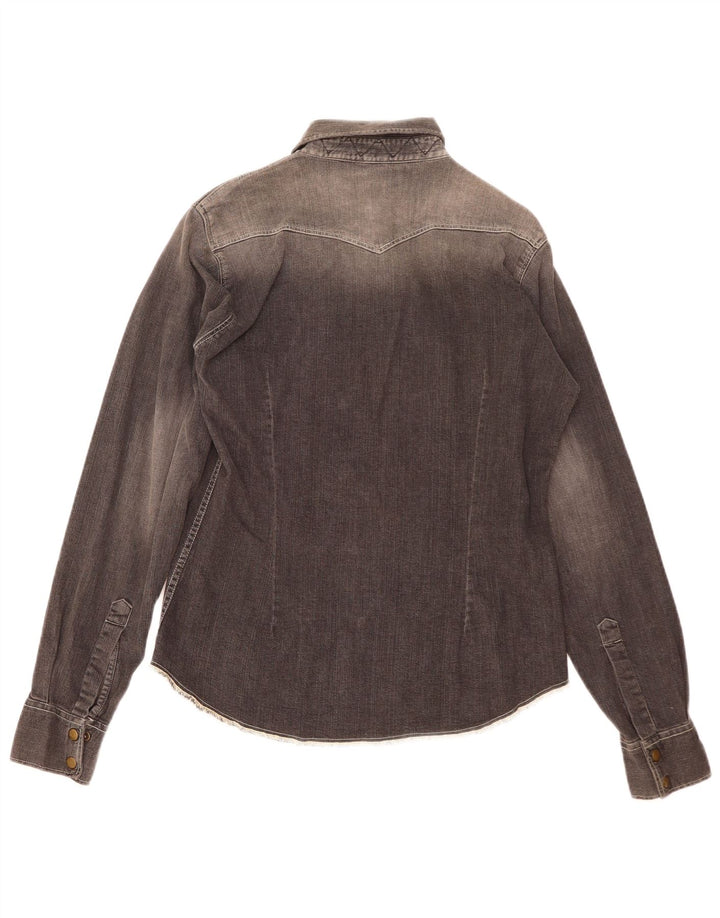 Camisa jeans masculina Lee algodão cinza médio