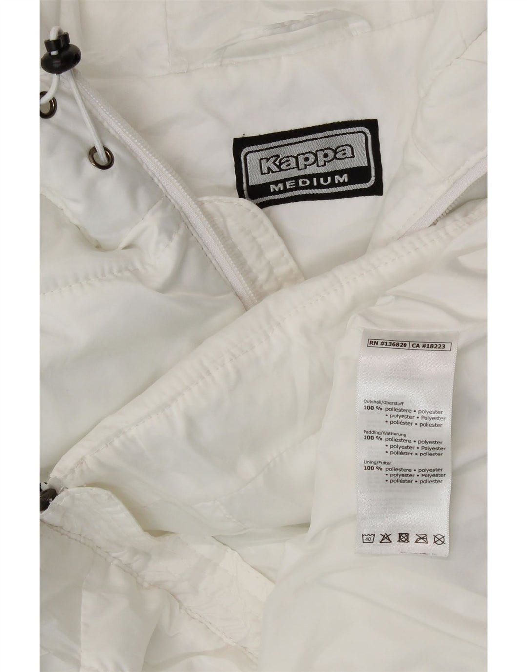 Colete acolchoado com capuz feminino Kappa UK 12 poliéster branco médio