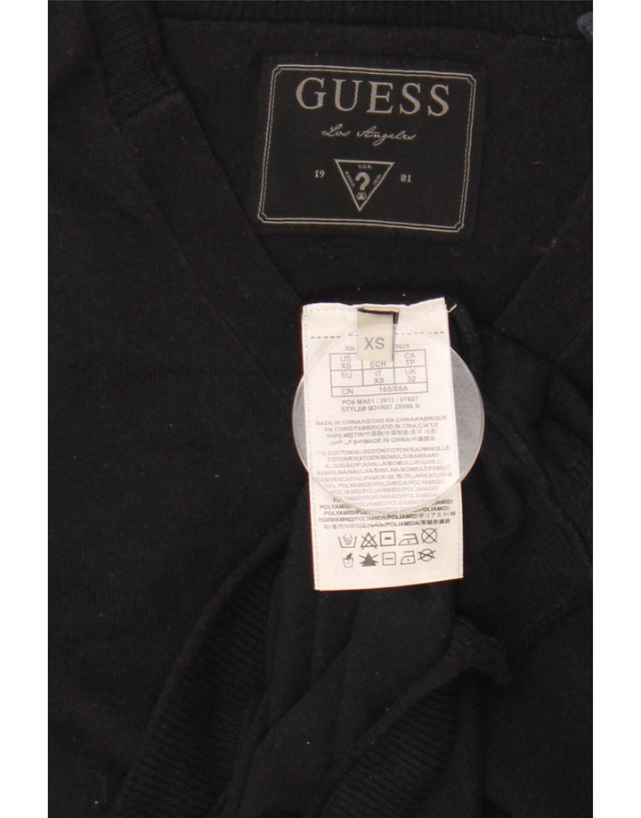 Guess Suéter feminino grande com decote em V Reino Unido 6 XS azul marinho algodão