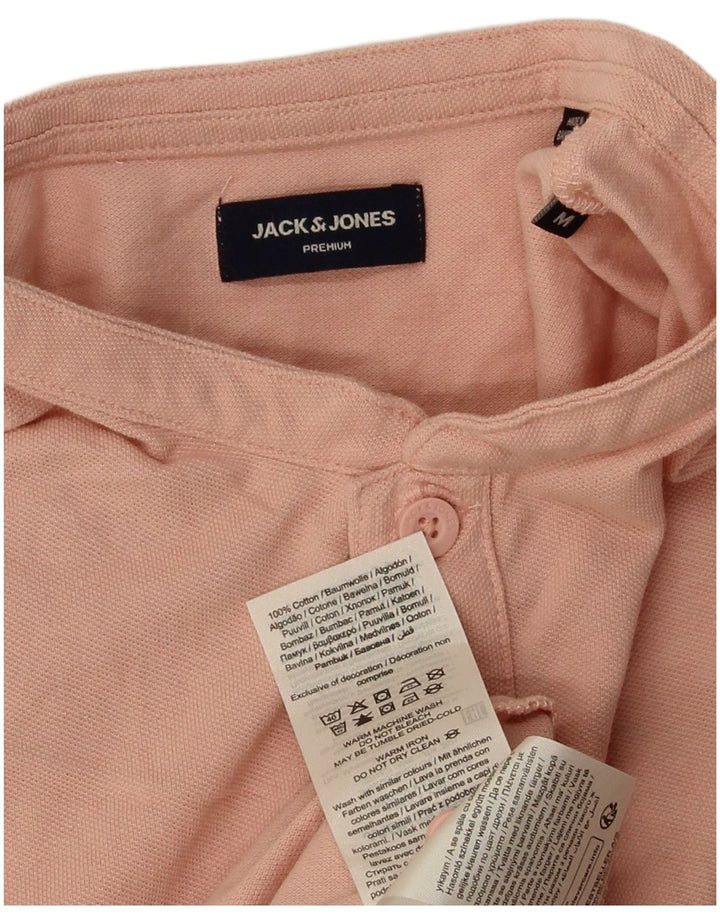 JACK & JONES Camisa polo masculina premium de algodão rosa médio