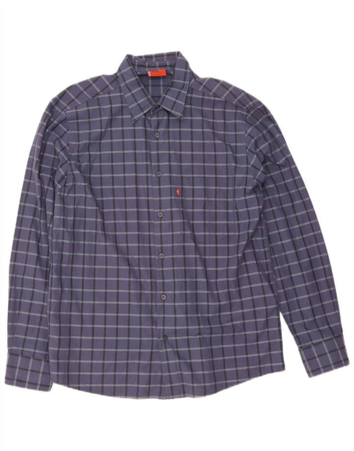 Camisa masculina Levi's média xadrez azul marinho algodão