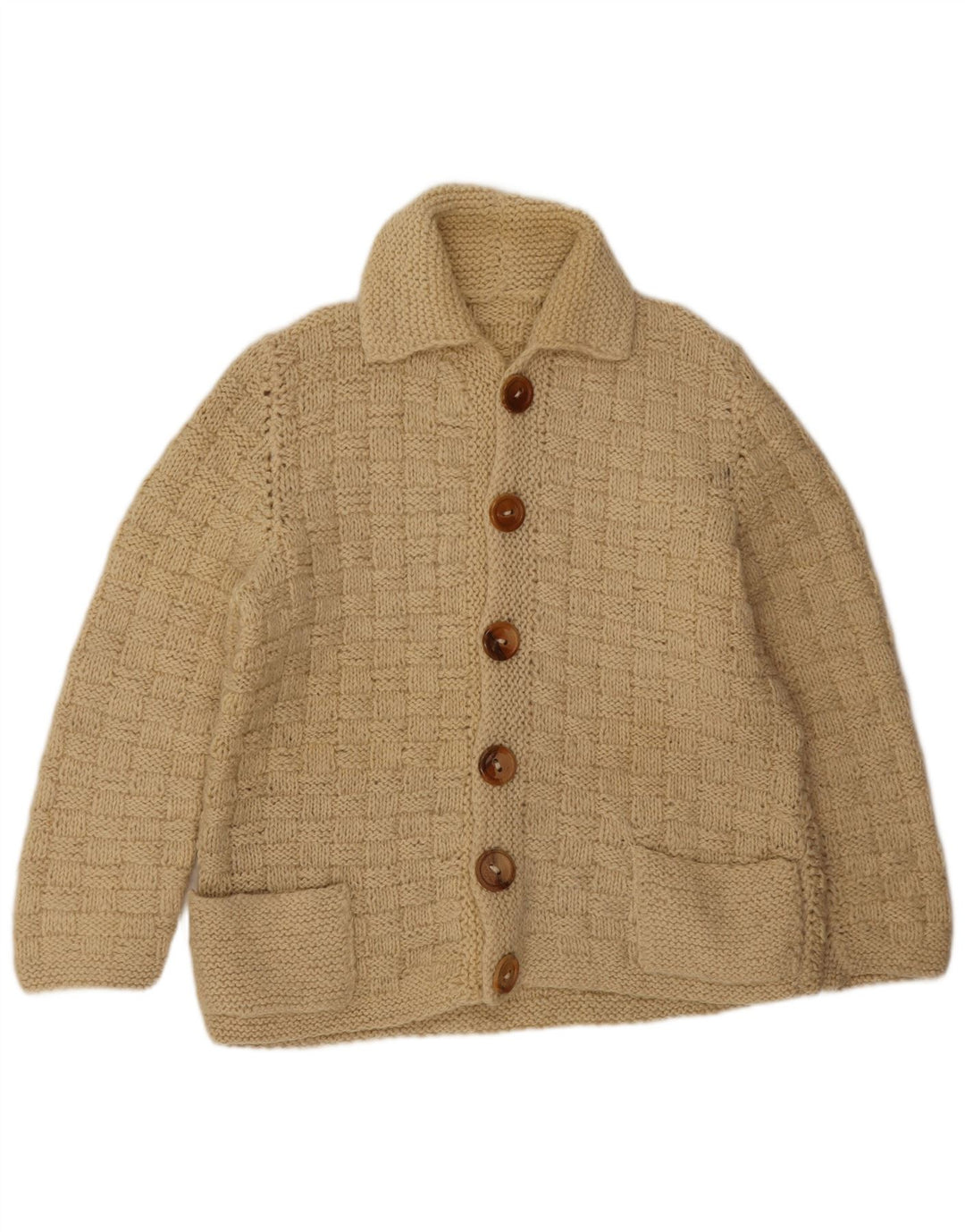Suéter Cardigan Masculino Vintage Médio Bege