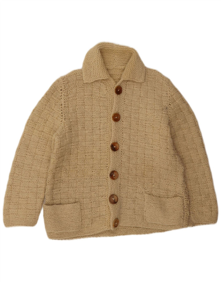 Suéter Cardigan Masculino Vintage Médio Bege