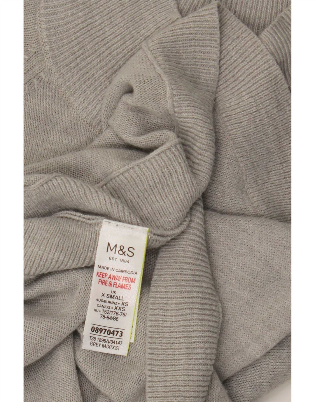 Suéter feminino Marks & Spencer com gola tartaruga Reino Unido 6 XS cinza