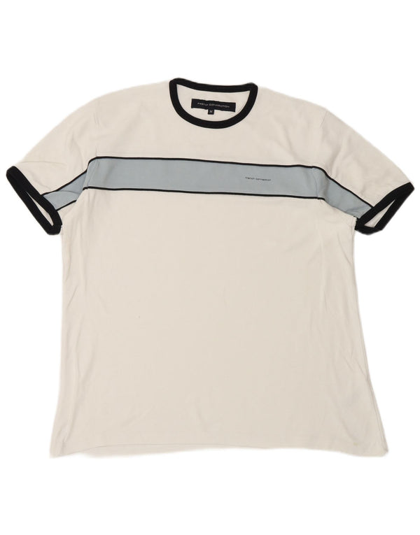 Camiseta masculina French Connection Top médio branco algodão colorblock