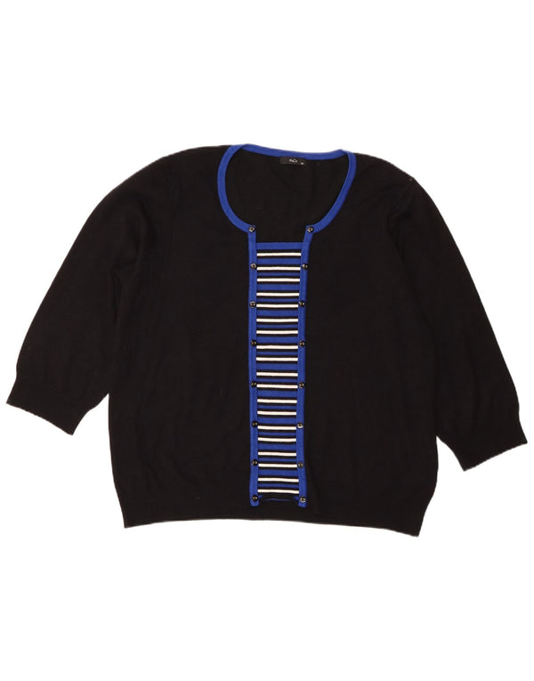 Suéter feminino M&Co manga 3/4 com gola canoa UK 20 2XL preto listrado