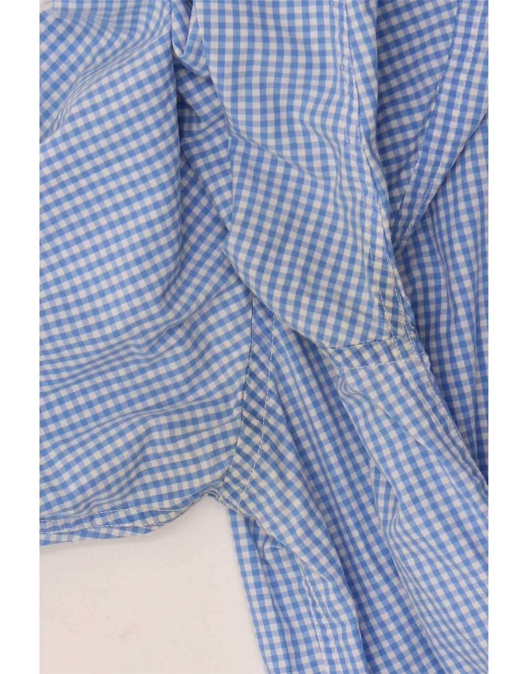 Camisa masculina Nautica pequena azul algodão guingão