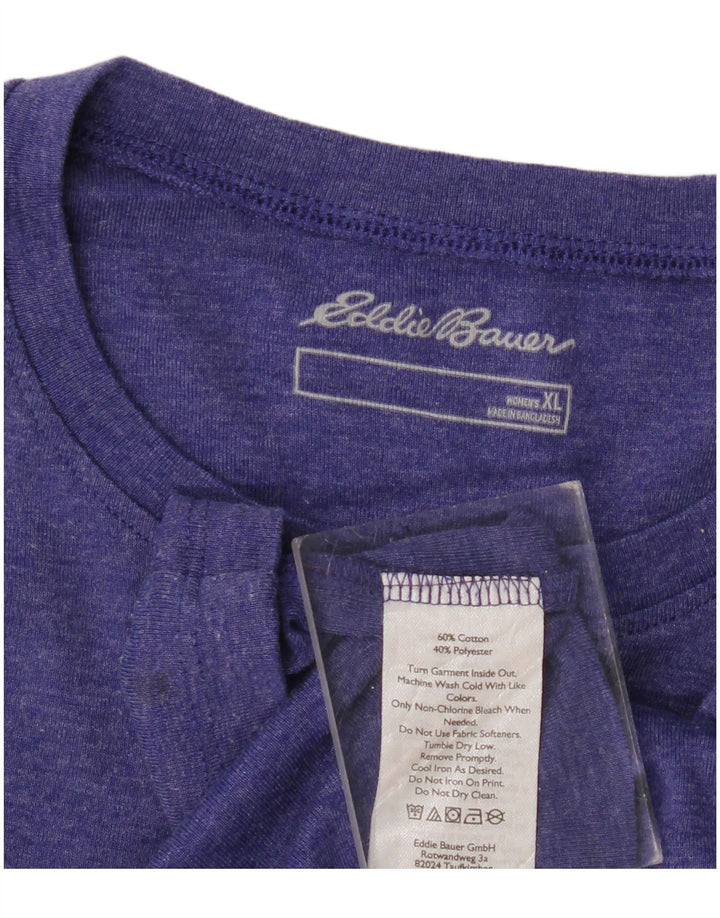 EDDIE BAUER Top feminino manga comprida UK 18 XL algodão roxo