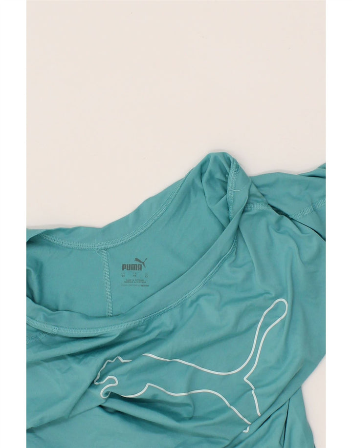 PUMA Womens Graphic T-Shirt Top UK 6 XS Turquoise Vintage Puma and Second-Hand Puma from Messina Hembry 