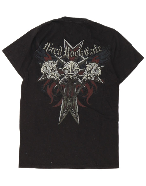 Camiseta masculina Hard Rock Cafe Londres com estampa gráfica pequena de algodão preto