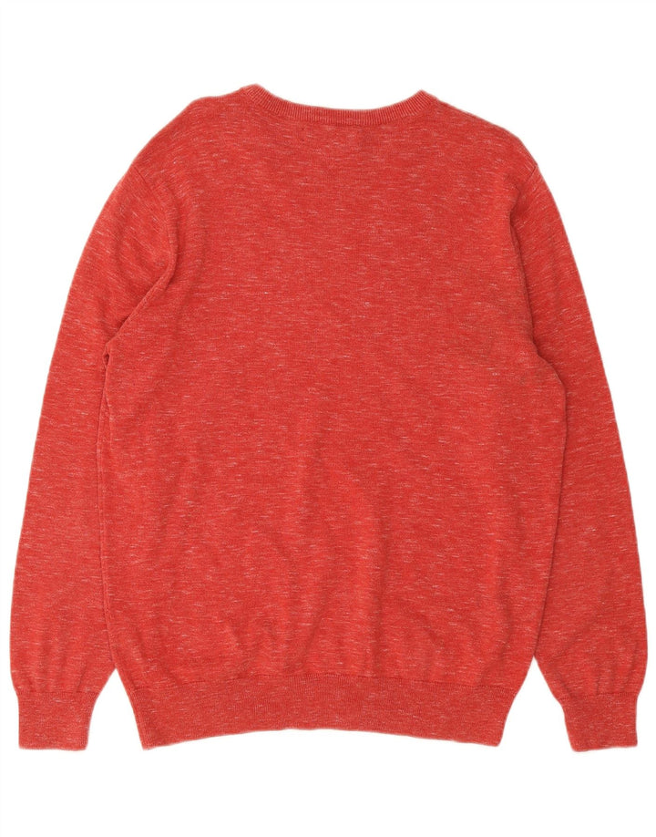 J. Crew Suéter masculino com gola alta de algodão manchado vermelho grande