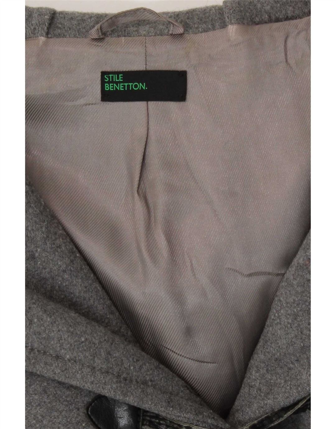 Casaco Duffle Feminino com Capuz Benetton IT 40 Lã Cinza Pequena