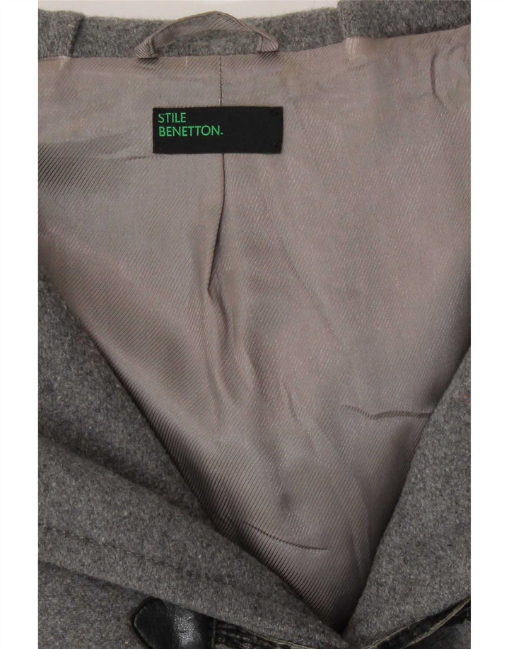 Casaco Duffle Feminino com Capuz Benetton IT 40 Lã Cinza Pequena