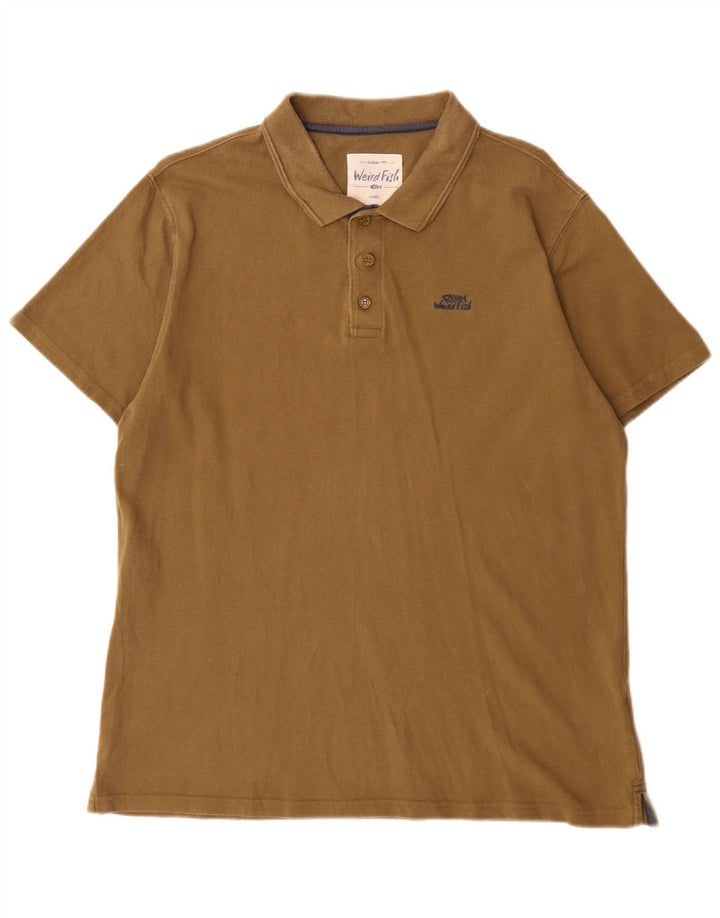 Camisa polo masculina Weird Fish grande algodão cáqui