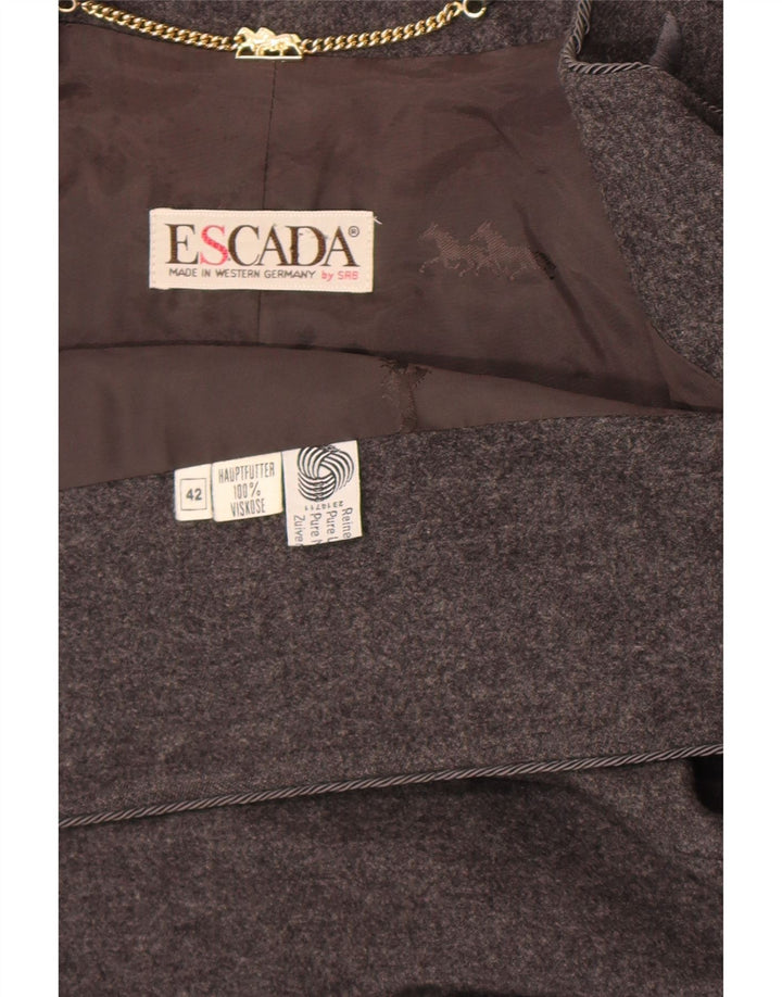 Escada Womens Open Bolero Jacket EU 42 Large Gray Paisley Wool