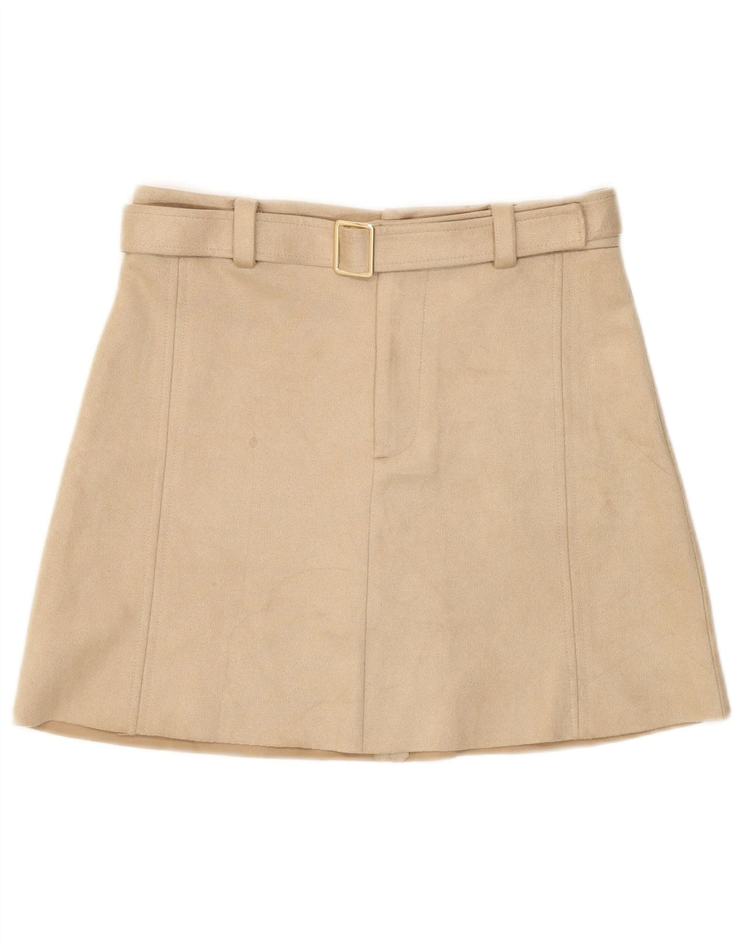 Zara Mini saia feminina média W28 poliéster bege
