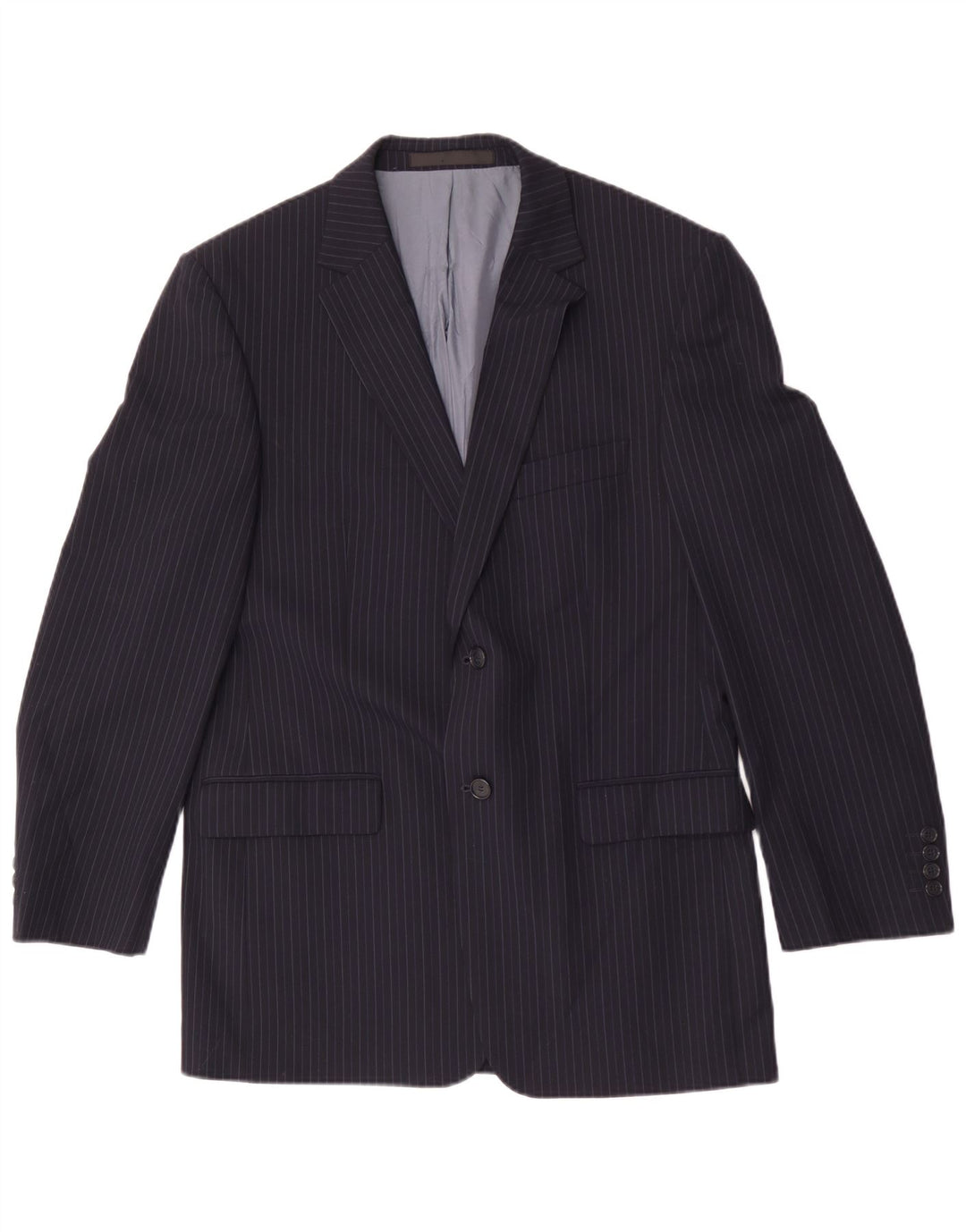 Jaqueta blazer feminina Marks & Spencer Reino Unido 40 risca de giz azul marinho médio
