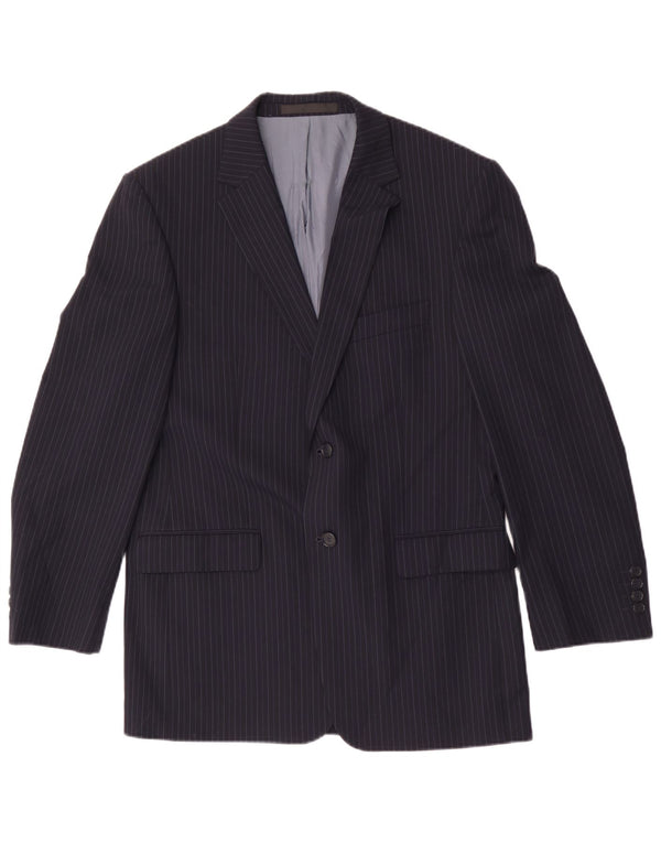 Jaqueta blazer feminina Marks & Spencer Reino Unido 40 risca de giz azul marinho médio
