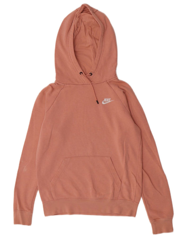 Nike Womens Oversized Hoodie Jumper UK 6 XS Pink Cotton