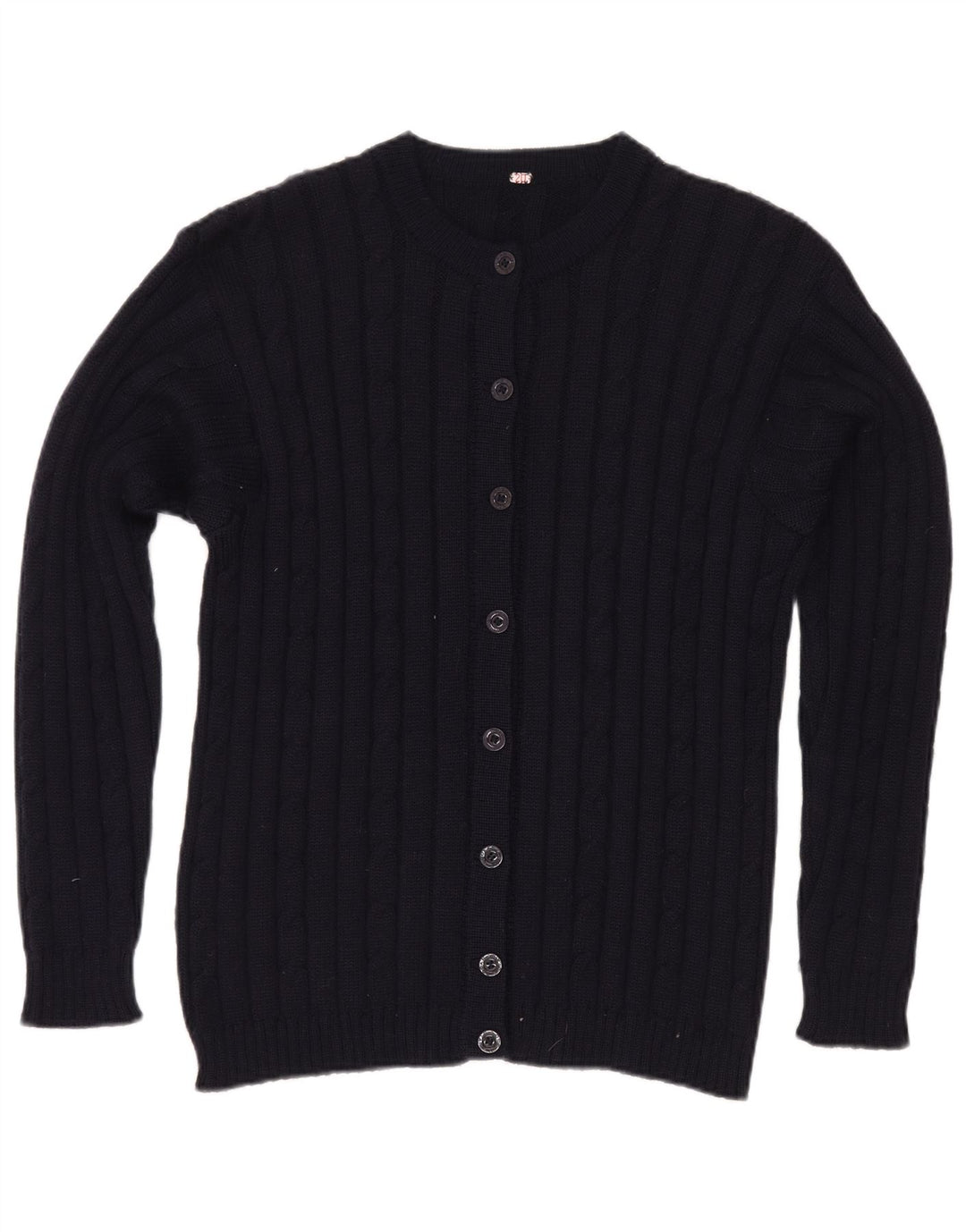 Suéter cardigã feminino vintage Reino Unido 12 azul marinho médio