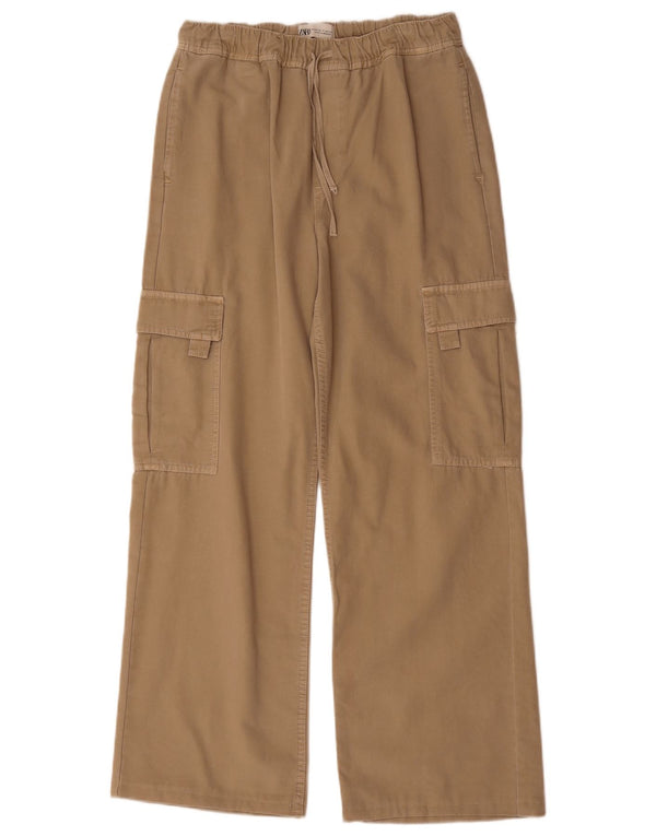 Zara Calça Cargo Feminina Solta Fit UE 36 XS W26 L28 Bege