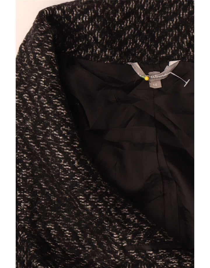Sobretudo feminino Marks & Spencer UK 14 poliéster espinha de peixe cinza médio