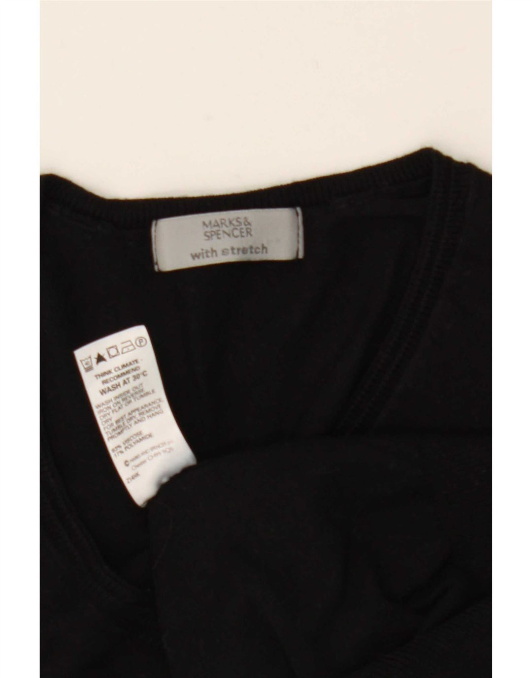 Suéter feminino Marks & Spencer com decote em V Reino Unido 12 médio preto