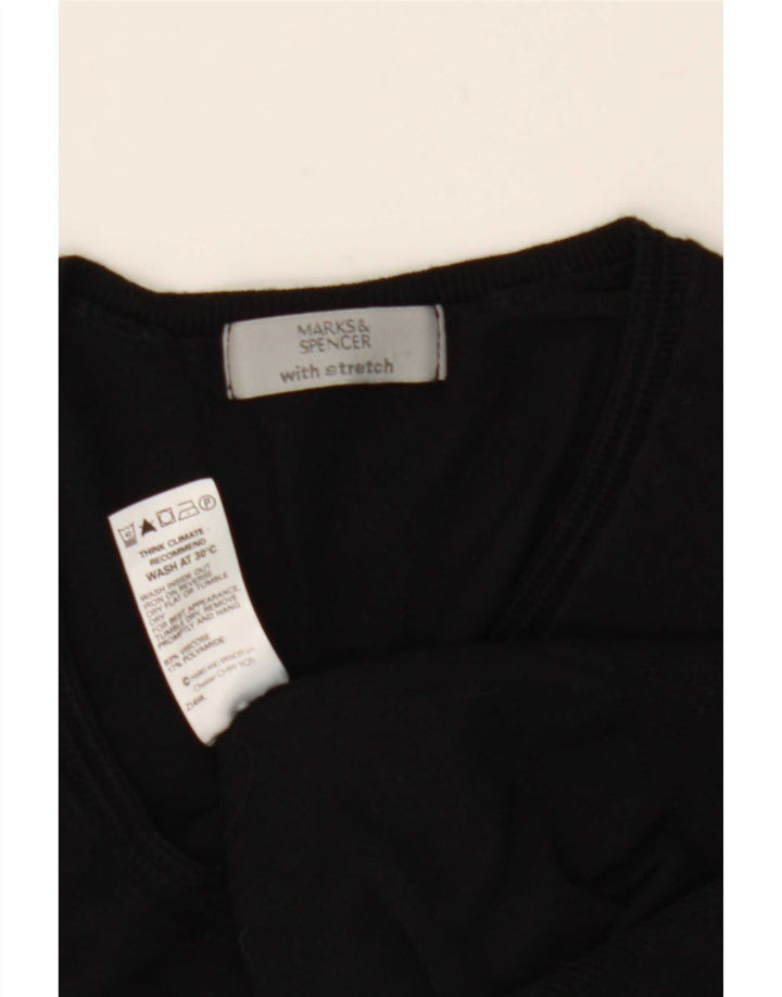 Suéter feminino Marks & Spencer com decote em V Reino Unido 12 médio preto