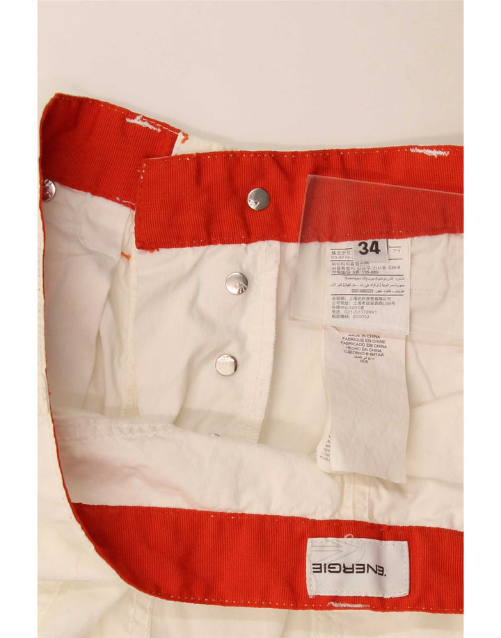 Energie Mens Casual Shorts W34 Grande Algodão Branco
