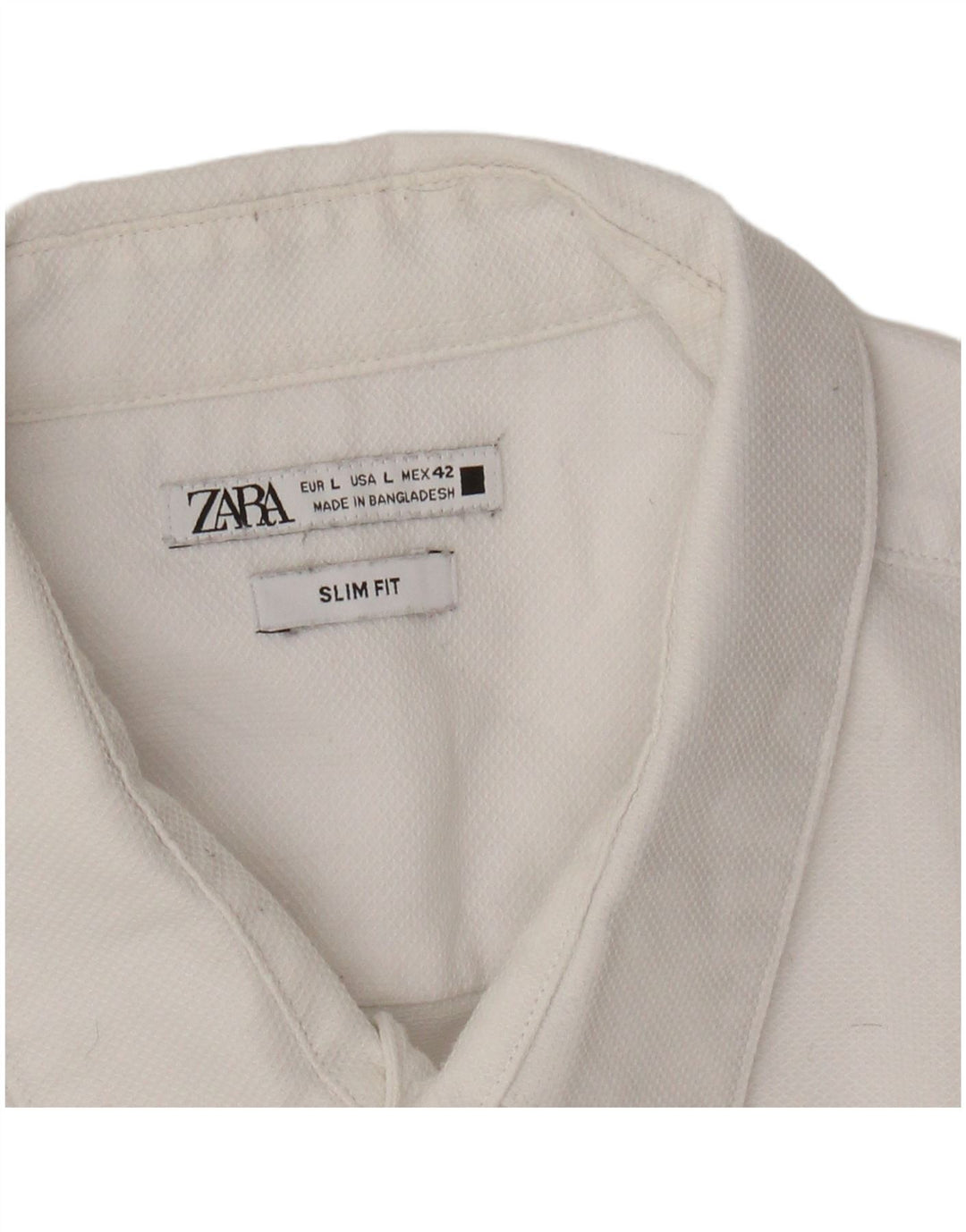 Camisa masculina ZARA Slim Fit grande algodão branco