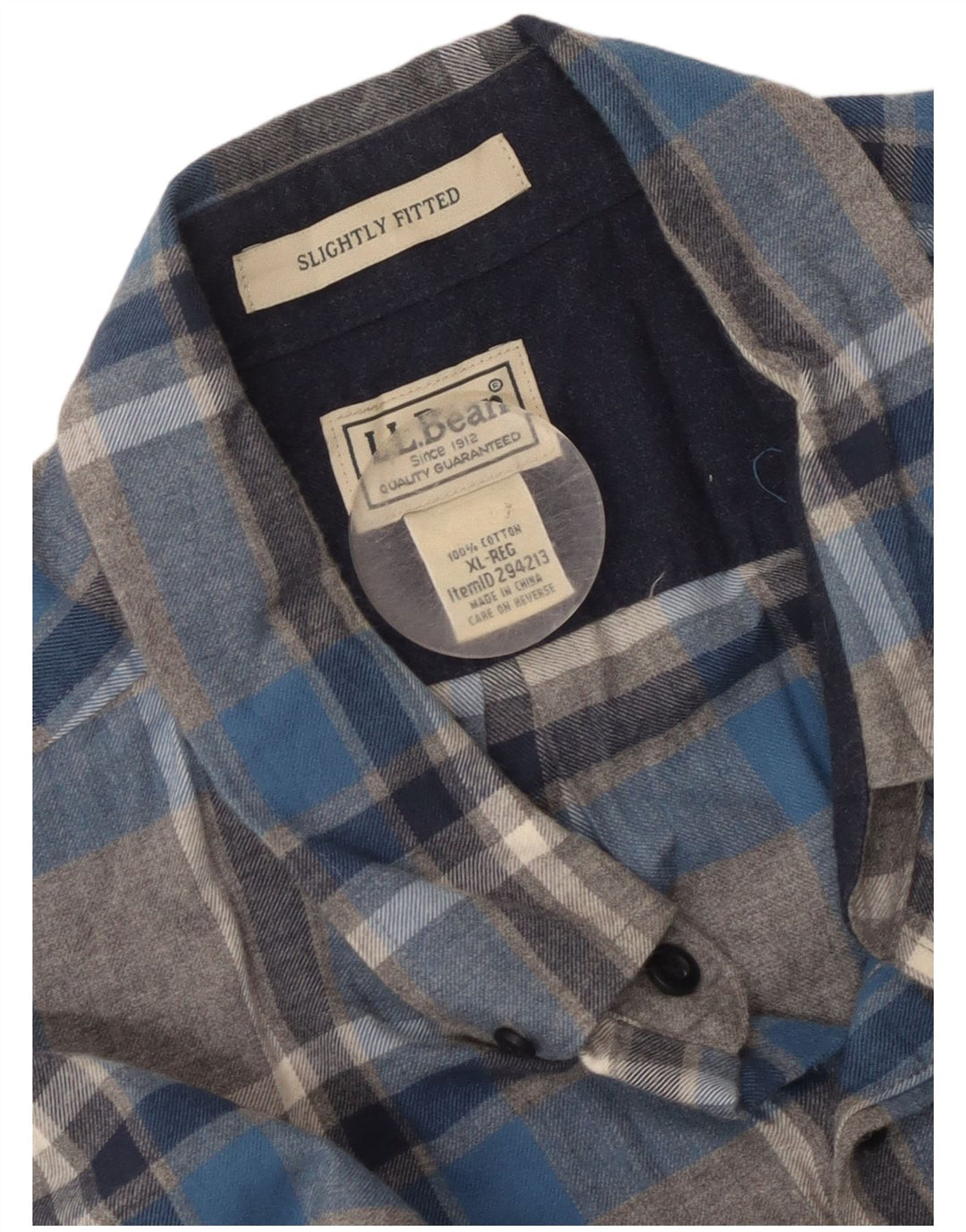 Camisa masculina de flanela L.L.Bean XL cinza xadrez algodão