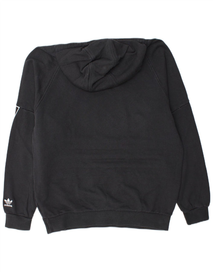 ADIDAS Mens Graphic Hoodie Jumper Grande Algodão Preto