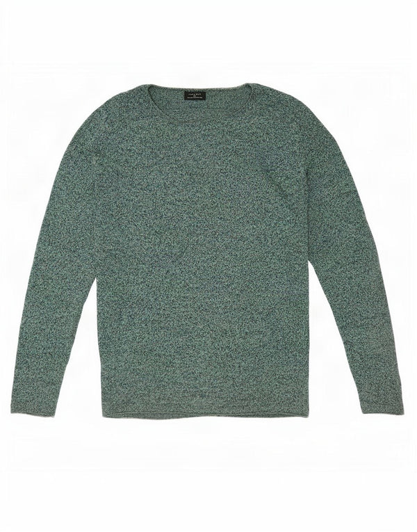 Zara Suéter masculino com gola canoa grande verde manchado
