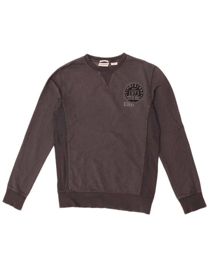 Timberland Mens Graphic Slim Fit Moletom Jumper Pequeno Algodão Preto