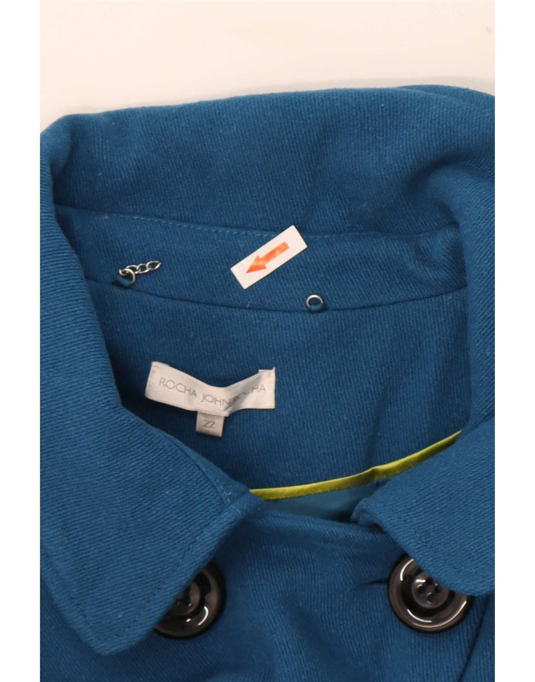 John Rocha Casaco Pea Feminino UK 22 3XL Lã Azul