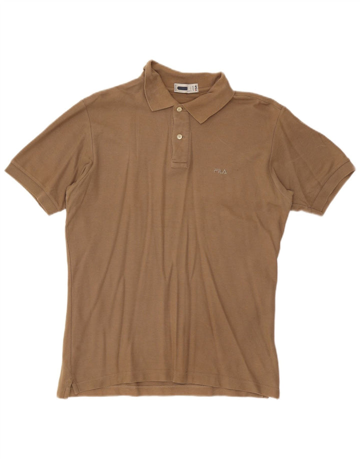Camisa polo masculina Fila pequena algodão bege
